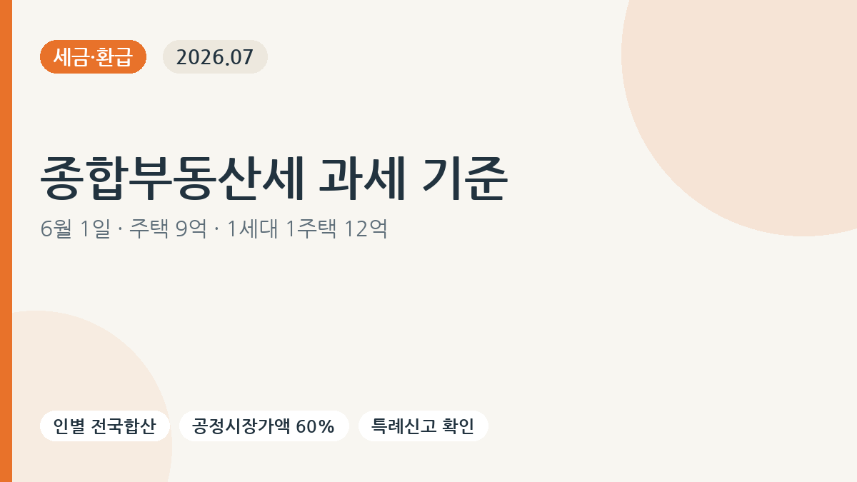 종합부동산세 6월 1일 과세기준일과 9억 12억 공제