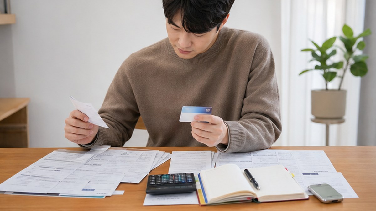 신용점수 관리 6가지 관련 자료를 확인하는 모습