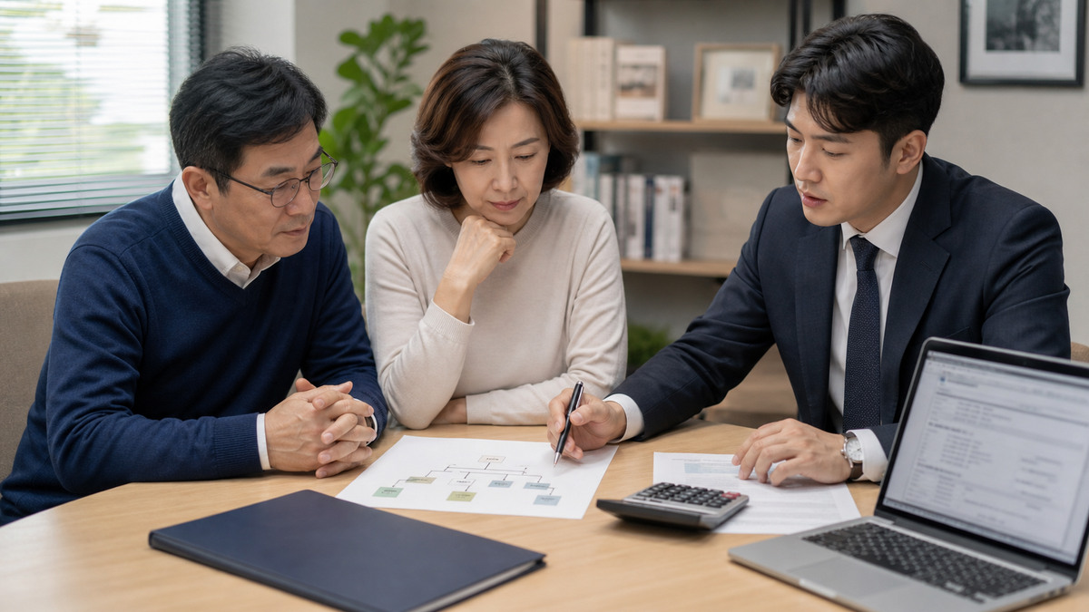 상속세 대상 확인 관련 자료를 확인하는 모습